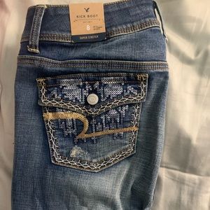 American Eagle Kick Boot Cut Sequin Jeans Size Eight